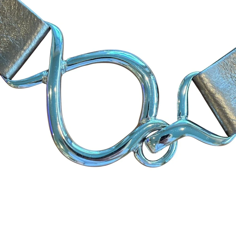 Suzie Roher Chain Belt Metallic Gold‎ Leather Interlocking Buckle Statement
